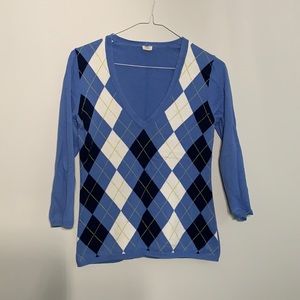 J. Crew Blue Argyle Sweater